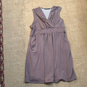 George Sleeveless Tan Polka Dot Midi Dress